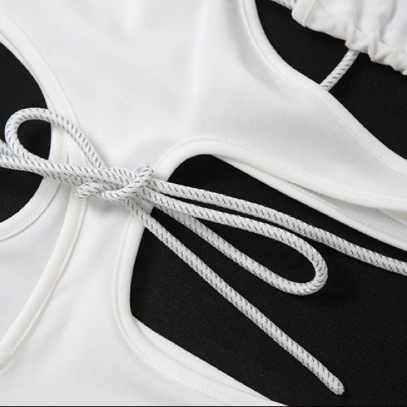 Rincón White Rope Tie Pekaboo Mini Dress, Special Occasion White Beach Mini - Picture 6 of 6